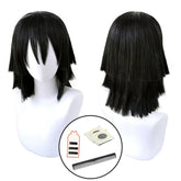 Halloweez Iguro Obanai Cosplay Wig - High-Quality Synthetic Fiber with Adjustable Cap for Anime Events - Halloweez